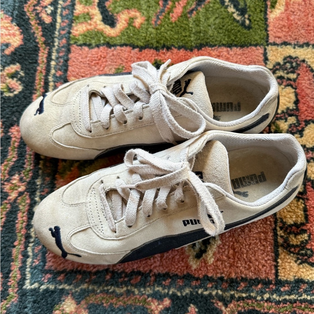 Vintage RARE Puma Speedcat suede Sneakers gray / navy blue sz 8.5 / 39 - Picture 3 of 16